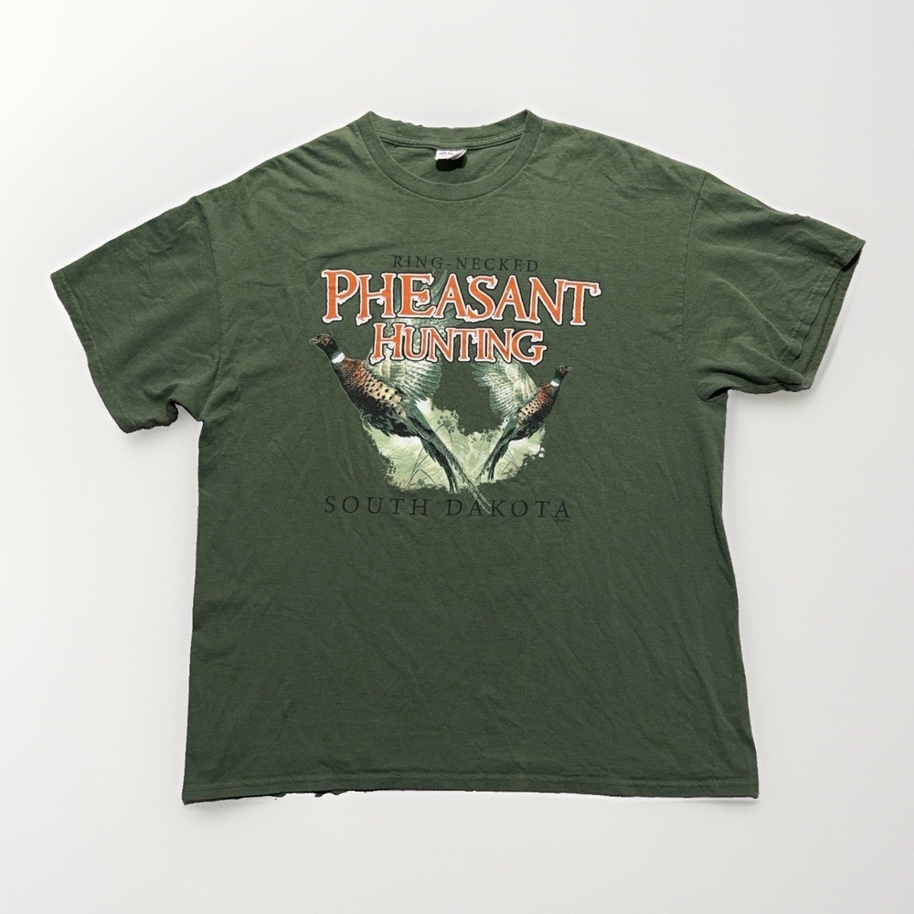 Vintage Pheasant South Dakota XL Outdoorsmen Nature Hunting Men's T Shirt Green